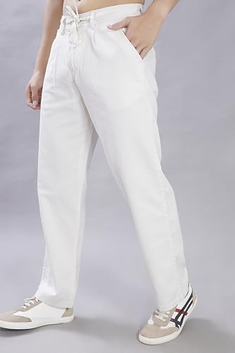Image of DIVISIVE Men's Relaxed Fit Front Pleated Cotton Linen Blend Trousers