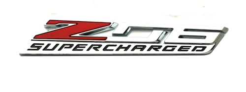 Image of C7 Z06 Supercharged Emblem 3D Badge Nameplate Logo Replacement for 2015-2019 C7 Corvette 6 inch x 7 /8 inch (Chrome Red)