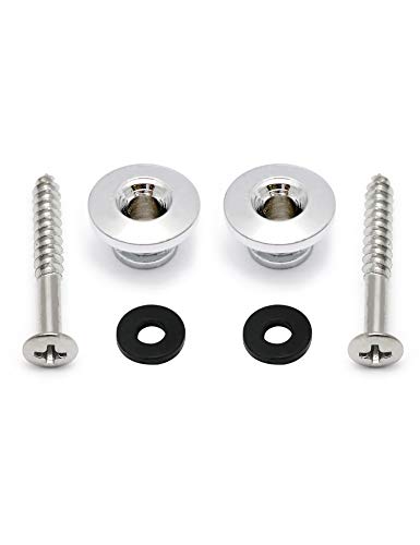 Metallor Guitar Strap Locks and Buttons End Pins with Mounting Screws and Washers for Electric Guitar Bass Acoustic Guitar Ukulele Mandolin. (Chrome)