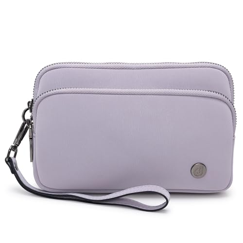 Dorefala - Dorefala Wristlet Purses for Women, Small Vegan Leather Wallet with 3 Zipper Pockets, Clutch Bag for Travel Gift (Light Lavender) - Best Deal on Amazon