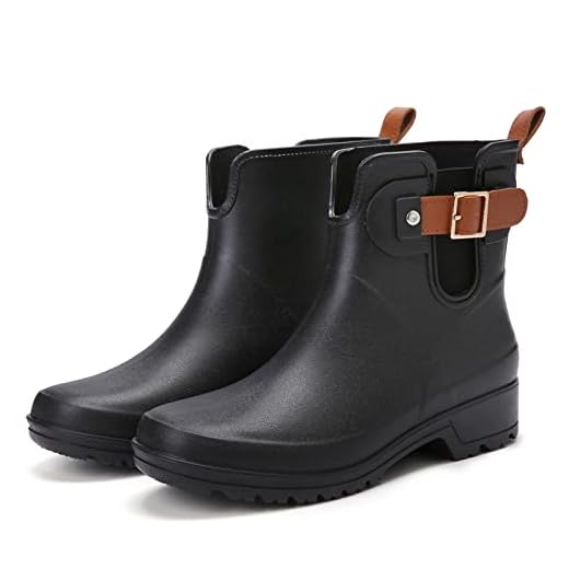 gracosy Gummistövlar damer korta regnstövlar vattentäta gummistövlar flickor trädgårdsskor stövlar kvinnor Rain Boots Wellington Chelsea Boots halkfria regnstövlar mode naken vinterstövlar, svart, 42 EU