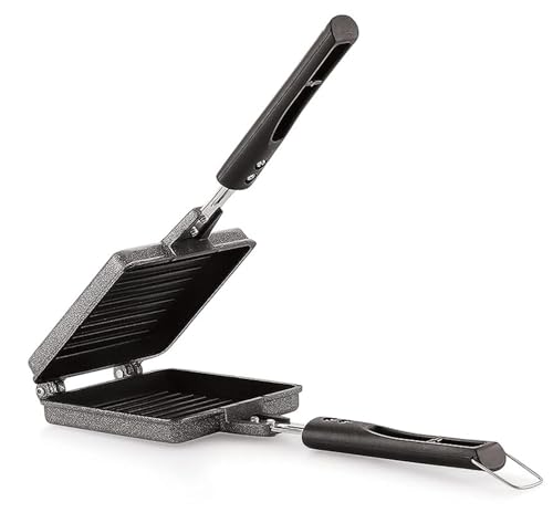 PANCA Jumbo Bread Grill Sandwich Maker Big Size Gas Toaster, Non Stick Premium German Coating Aluminium Sandwich Griller with Long Handle(Black, Set of 1)