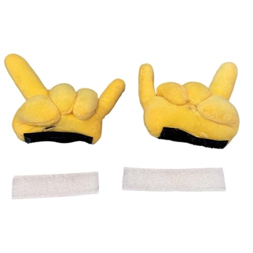 Decoración de casco – Accesorio de casco de mano de felpa, de gesto amarillo suave | Lindo gorro de cabeza de equitación, accesorio decorativo para mujeres, hombres, adolescentes, ciclistas