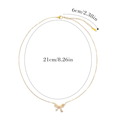 TIESOME Goldene Halskette Damen, Kette Damen Schleifenhalskette Zierliche Verstellbare Chokerkette Süße Kleine Kette Schleife Für Frauen Anhänger Eleganter Schmuck Geschenk Trendiges