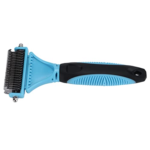SPYMINNPOO 2 Sided Dematting Comb Pet Hair Removal Comb Safe Deshedding Brush for Catdog Grooming Supplies Stainless Steel 8.6x18x2.4cm
