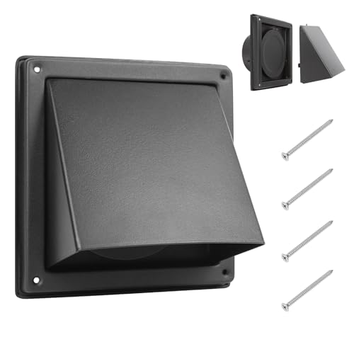 FRESH SPEED 5 Inch Black Dryer Vent Cover Outside Stainless Steel Wall Vent with Removable Cover and Insect Screen Mesh RAL9011