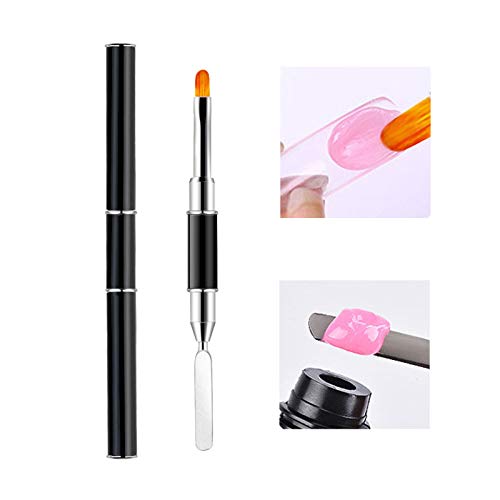 Extension Gel Brush Picker Dual Ended Nail Brush Pen Tool For Poly Extension Gel Acrylic Gel Nails Extension Brush Pen 1PCS (Black)