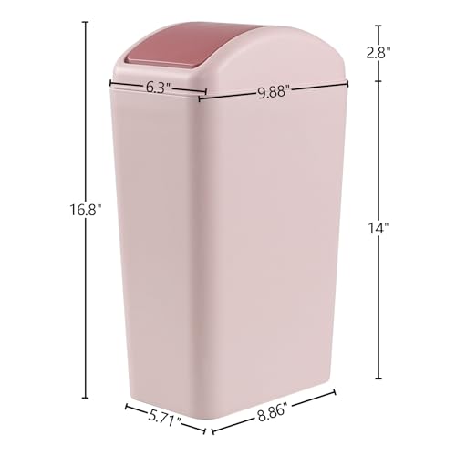 Caneca de basura rectangular rosa plástico 14 litros miniatura 4
