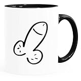 MoonWorks®Kaffee-Tasse Brüste Brust Busen Penis Pimmel Bürotasse lustige Kaffeebecher Geschenk Freund Freundin Penis weiß-innen-schwarz standard