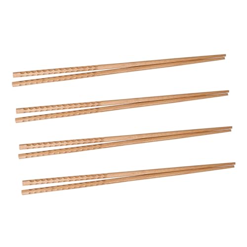 HOMOBABE 4組 ?木製加長火鍋箸双 滑り止め仕様で揚げ物 焼肉 麺類調理に 家 レストラン 屋外対応キッチンツール
