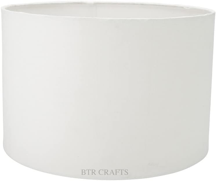 12" Inches Drum Lamp Shade, Cotton Fabric, White Color