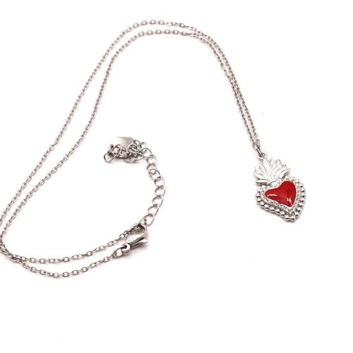 Collier court coeur sacré or fin et oxydes de zirconium précieux