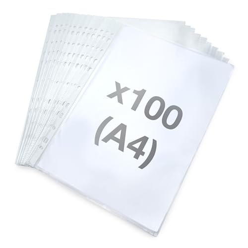 Rapesco 1830 ECO Punched Poly Pockets, A4, Clear Transparent, Pack of 100