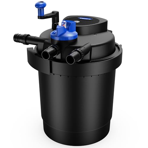 Lokgd Pressure Biological Pond Filter,1580 GPH Pond Filter with 15W Light,6000L Bio Pressurized Pond Filter for Outdoor Pond Koi Fish Garden Pond Pool