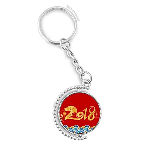 Chine Rouge Dog porte-clé rotatif solide 2018 année multicolore