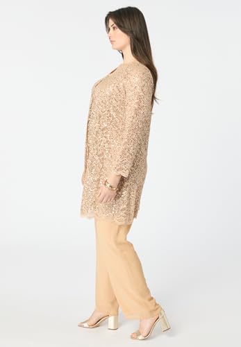 Roaman's Women's Plus Size Sequined Lace Jacket Pant Set3