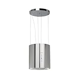 KLARSTEIN Barett   hotte aspirante îlot, hotte aspirante silencieuse Ø 35cm, Puissance Moteur 190W, 560 m³/h Max, 3 Niveaux de Puissance, éclairage LED, INOX   Argent