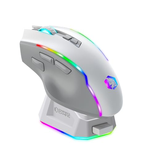 EMPIRE GAMING RF908 - Souris Gamers sans Fil Rechargeable avec Station de Recharge Magnétique RGB - 10000 DPI 8 Boutons Programmables Modes WiFi 2.4GHz /...