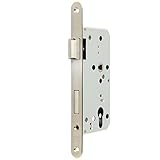 Profilzylinder-Einsteckschloss für Zimmertüren, Stulp 20mm rund, Dornmaß 55mm, Stulp Edelstahl, DIN-links und DIN-rechts, Tür-Einsteckschloss, inkl. Schließblech