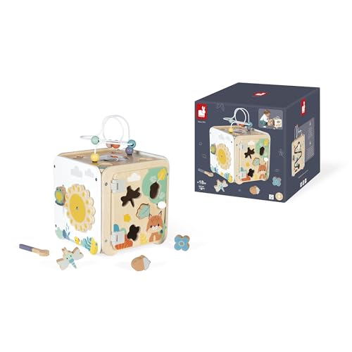 Cube d'activités en bois Janod le cadeau idéal pour le premier anniversaire d'un bébé