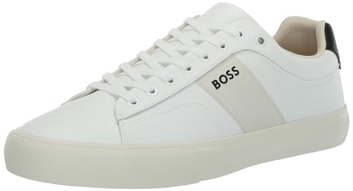 Image of BOSS Men's Aiden Logo Block Leather Low Top Sneakers