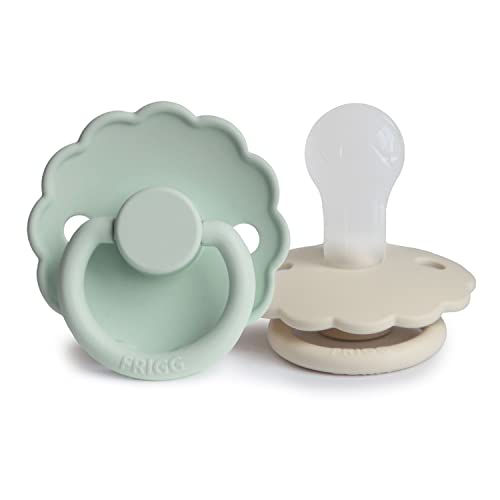 Image of FRIGG Daisy SilkySoft Silicone Baby Pacifier | Made in Denmark | BPA-Free (Seafoam/Cream, 0-6 Months)