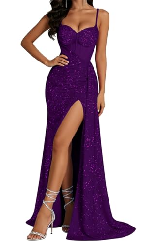 Robe d'invité de mariage à paillettes avec col en V et bretelles chic