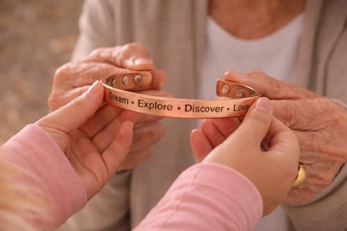 Image of Touchstone Inspirational Copper Engraved Magnetic Bracelets for Women-Personalized Jewelry Gifts for Best Friend /Mom /Daughter /Sister - In a Pretty Gift Box Dream Explore Discover Love