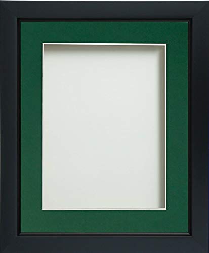 Frame Company Ainsworth Range Black 14x11 inch Picture Photo Frame with Bottle Green Mount for Image 12x8 inch * Choice of Sizes* Fitted with Real Glass