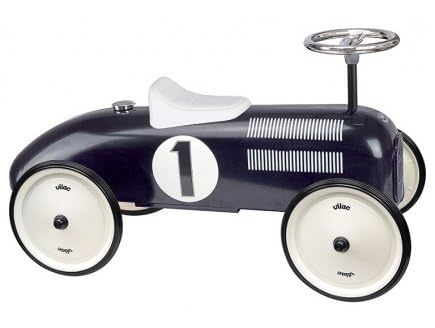 Porteur Voiture de Course Metal, Noir - vehicule Racer Retro, Vintage - motricite - Bebe, Enfant 18-36 Mois - Set Auto + 1 Carte