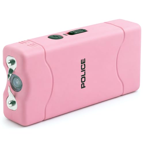 POLICE Stun Gun for Self Defense 800 – High Voltage Mini Rechargeable with LED Flashlight, Compact & Heavy Duty – Personal Security for Women – Pink