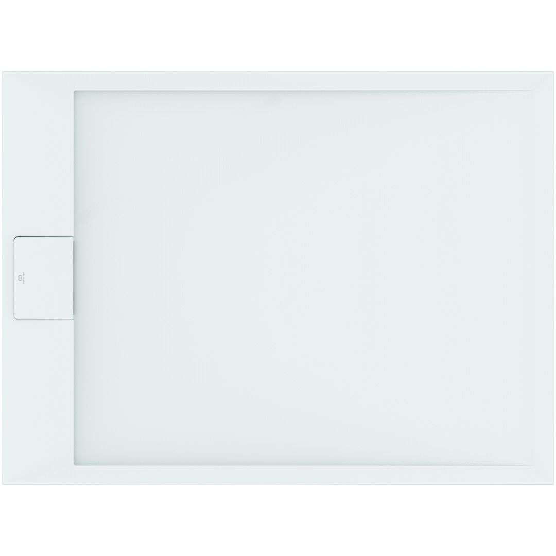 Ultraflat S I.Life Receveur de Douche Ultraplat 3 cm d'Épaisseur, Rectangulaire 120 x 80 cm, Finition Pierre Texturée, Naturellement Anti-Dérapant, Cache-Bonde Fourni, Blanc
