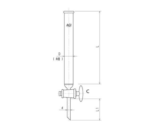 コック付クロマトカラム フィルター付 ガラスコック 3806-15/1400