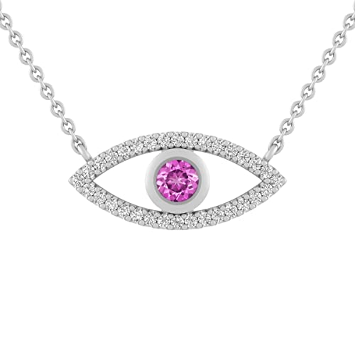 Collier Evil Eye en argent 925 cadeau idéal femme avec sa chaîne de 18 pouces et gemme
