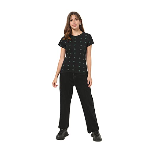 Image of Bewakoof Women's All Over Printed 100% Cotton T-Shirt - Regular Fit, Round Neck, Half Sleeves