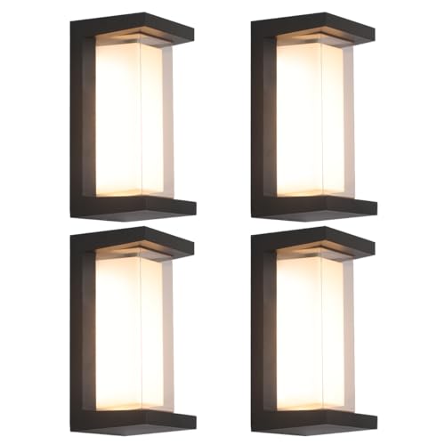 Image of Outdoor Lights for House 24W Exterior Lighting Fixtures 3-Color Adjustable 2200LM IP65 Waterproof Aluminum Exterior Wall Light Compatible with Dimmers for Patio, Yard, Back Yard 4 Pack