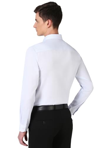 Image of Peter England Men's Classic Textured Slim Fit Full Sleeve Shirt | Wonder Fabric | Cotton Rich | Premium Dobby