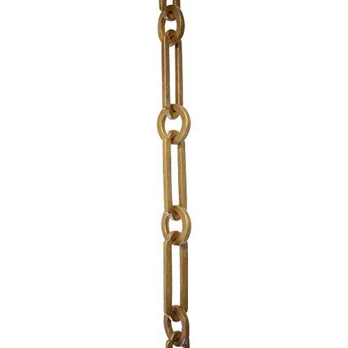 Image of RCH Hardware Decorative Antique Solid Brass Chain for Hanging, Lighting - Rectangles with Circular Connecting Rings and Welded Links (1 Foot)