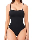 Nebility Women's Shapewear Bodysuit Tummy Control Full Body Shaper Seamless Leotard Top Jumpsuit Thong (Black, Small)