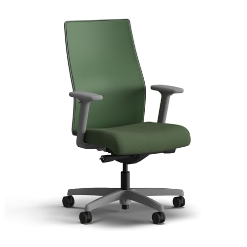 Image of HON Ignition 2.0 Mid Back Task Chair, Spectrum Mesh, Advanced Synchro-Tilt Control, Office Chair with Lumbar Support, Height and Width Adjustable Arms, Titanium Frame, Leaf