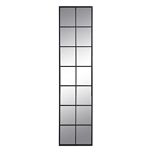 LOLAhome Espejo Ventana Negro de Cristal con moldura de Metal de 40x170 cm