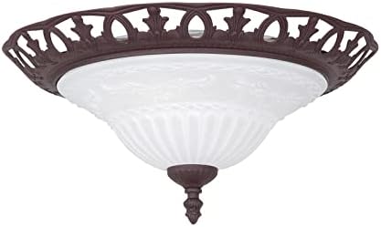 TRIO Leuchten LED Deckenleuchte Quinta 42cm - Metall Rostfarbig Mit Champagnerglas
