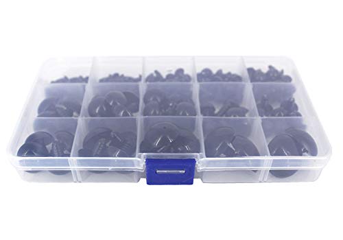 Bestartstore 1Box(154Pcs) 6-24Mm 12Size Black Plastic Safty Eyes Art Crafts Diy Doll,Teddy Bear, Plush Animal, Puppet Making Safty Eyes With Washers #TOP4