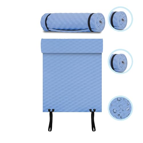 ADVENTURE PEAKS Waterproof EVA Camping Mat (Blue/Grey) Extra Thick 1.5 CM Lightweight EVA Foam Yoga Sleeping Ground Roll Mat With Elastic Straps Ideal For Fishing Exercise Outdoor (Blue)