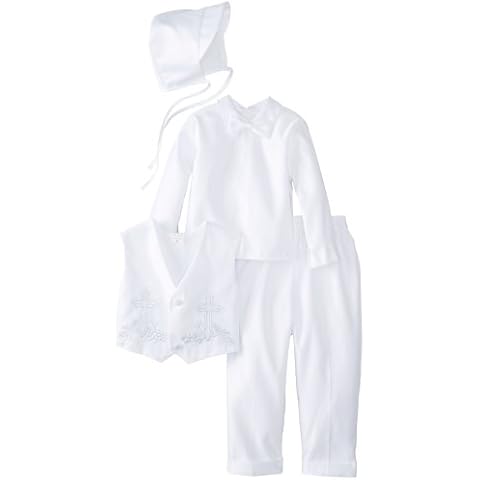 Joey Couture Baby Boys' Cross Embroidered Vested Christening Outfit, White, 12 Months Cover