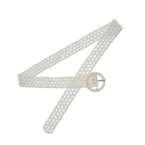 KJHBV Cinturón de Cintura Femenino Ajustable Perlas Blancas, 1 Unidad, Cinturón de Moda para Mujer, Decoración Elegante para Vestidos y Ocasiones Obsequios