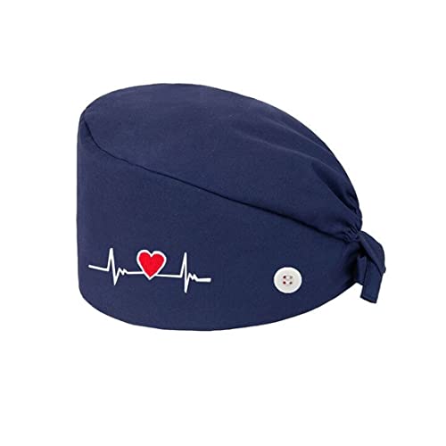 LICHUANUK Op Campana de Tela quirúrgica Campanas Tela Enfermera Accesorios para médicos, Enfermeras, Dentistas, farmacéuticos, Veterinarios, Personal médico, Bordado de Corazones, Azul Oscuro