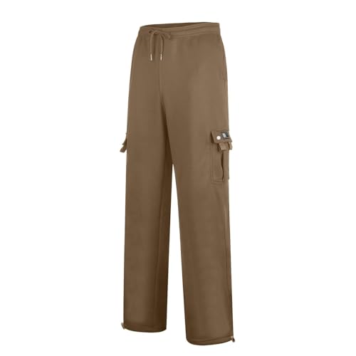 Baggy Sweatpants for Men Fleece Wide Leg Cargo Joggers with Pockets Drawstring Elastic Waist Workout Sweats Pants3