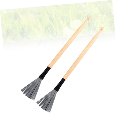 2 piezas de baquetas de madera y cepillos de alambre para música jazz, para principiantes y profesionales, almacenamiento conveniente, accesorios para batería duraderos y cómodos miniatura 4