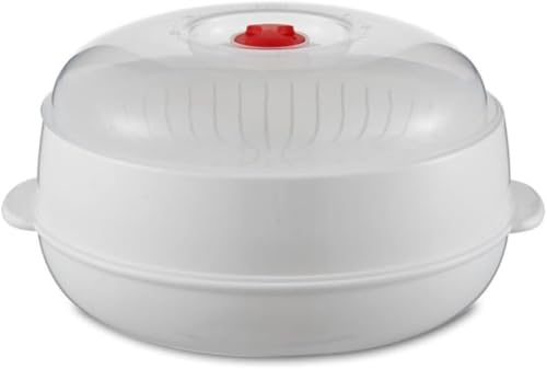 Citybaby蓋付きキッチン用蒸し器、電子レンジ専用調理器具、加熱可能、ボックス、多層ホットパン、厚め、食品グレード (ホワイト,1階)